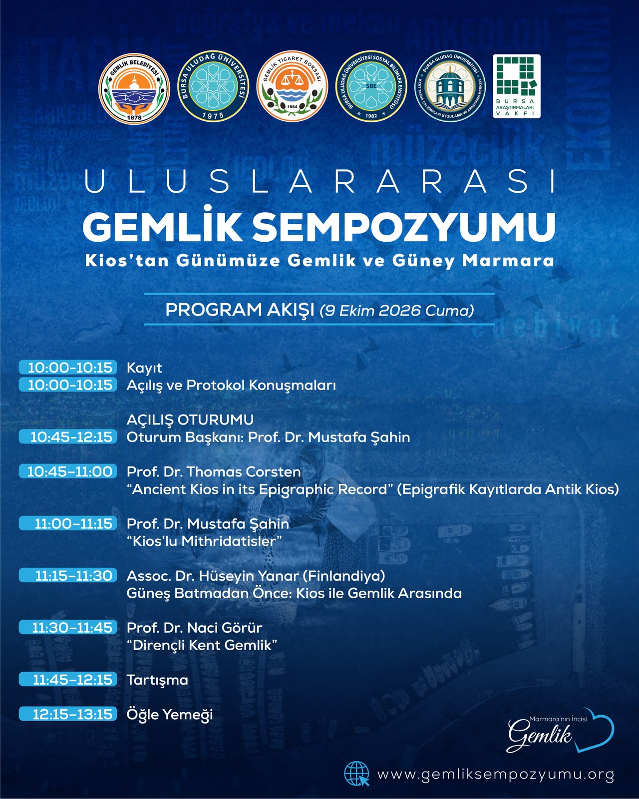 Uluslararası Gemlik Sempozyumu 9-10 Ekim 2026 Tarihlerinde Gerçekleştirilecek